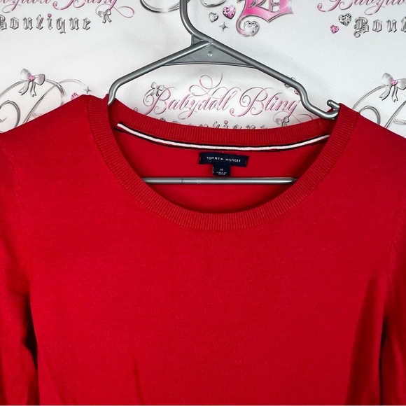 Tommy Hilfiger long sleeve knit sweater top Red Long Sleeve Women's Top - Picture 7 of 10
